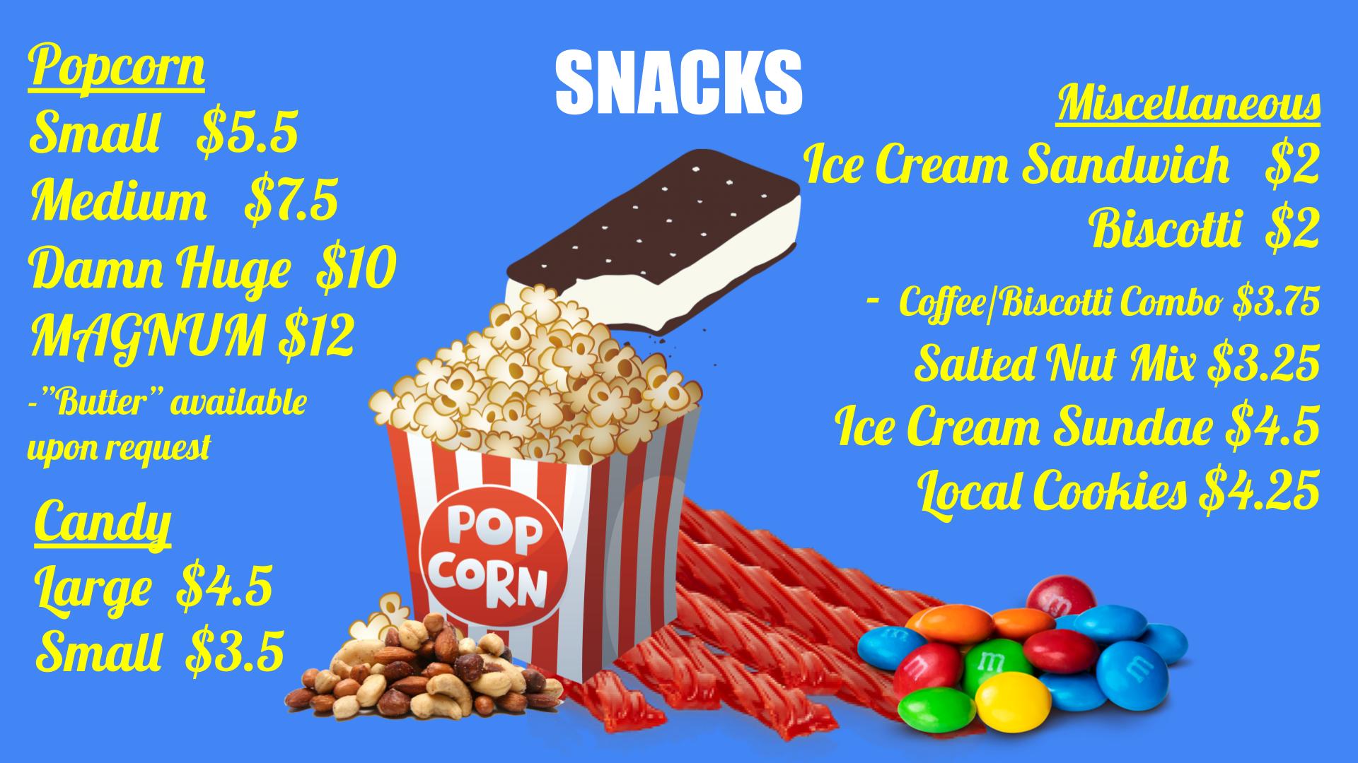 Snack menu